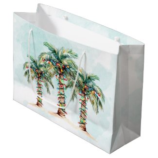 Palm Trees with String Lights Beach Christmas
