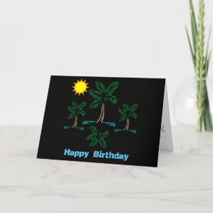 Palm Trees With Sun Birthday Card