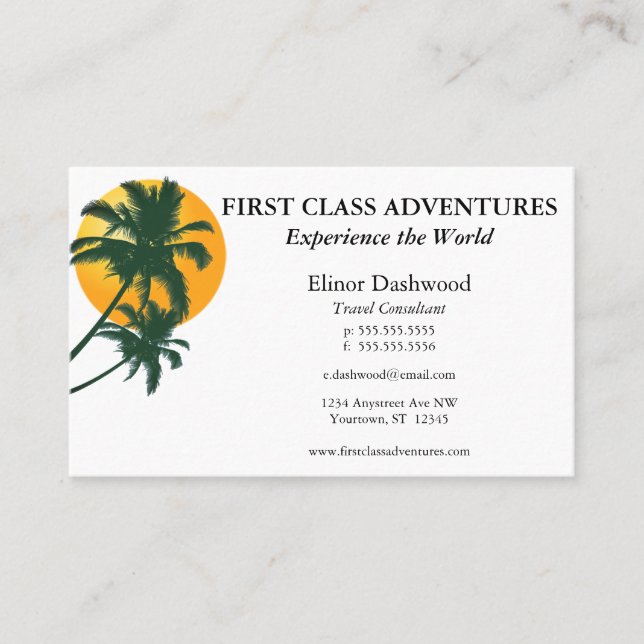 Palm Trees with Sun Business Card (Front)