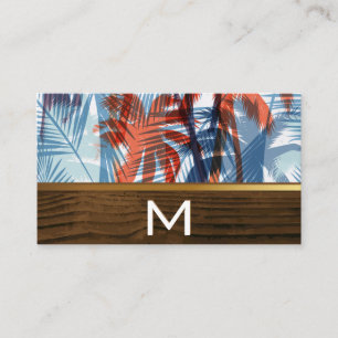 Palm Trees Wood Grain Business Card