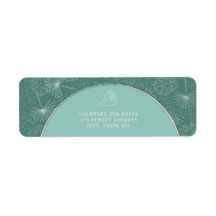 Palm Tropical Aqua Seashell Beach Wedding Label