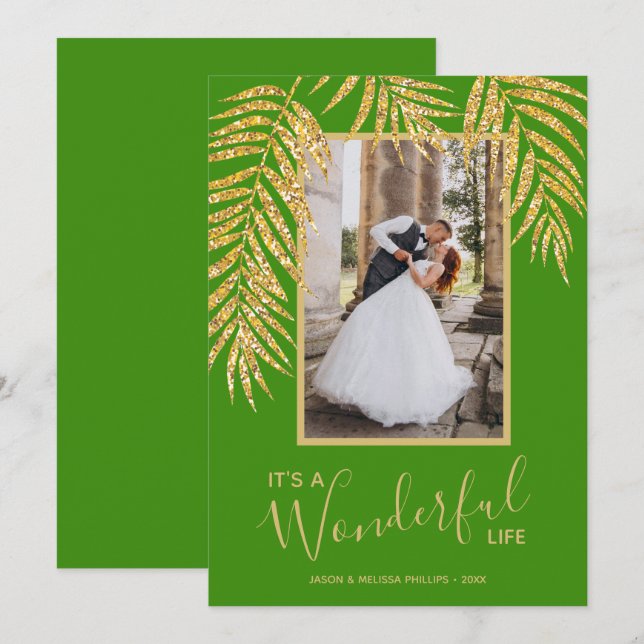 Palm Tropical Christmas Photo Holiday Card (Front/Back)