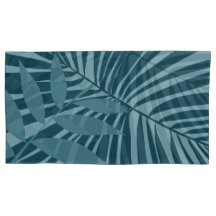 palm & tropical leaf abstract in blue green gray