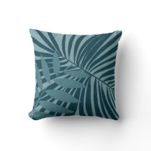 palm & tropical leaf abstract in blue green gray