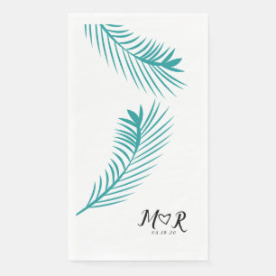 Palm Tropical Leaf Leaf Wedding Logo Paper Guest Towels