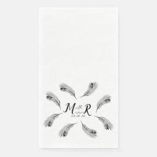 Palm Tropical Leaf Ring Wedding Logo Paper Guest Towels