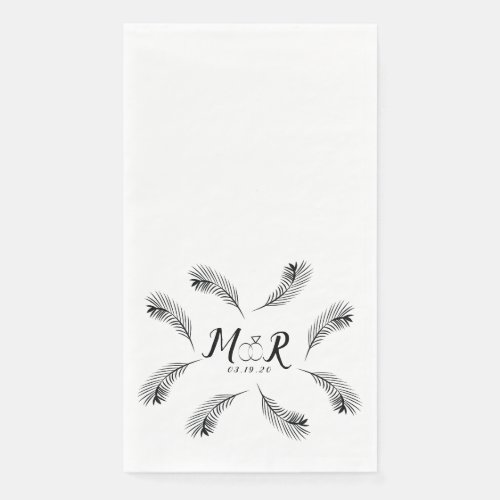 Palm Tropical Leaf Ring Wedding Logo  Paper Guest Towels