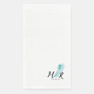 Palm Tropical Leaf Simple Wedding Logo Paper Guest Towels