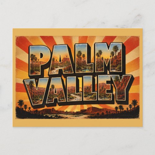 Palm Valley NT Australia Desert Oasis Vintage Art Postcard
