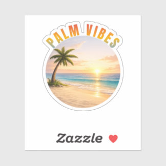Palm Vibes Sunset Beach Sticker
