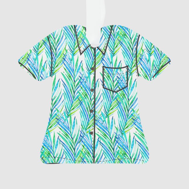 Palm Whisperer Hawaiian Tropical Aloha Shirt- Turq Ornament (Front)