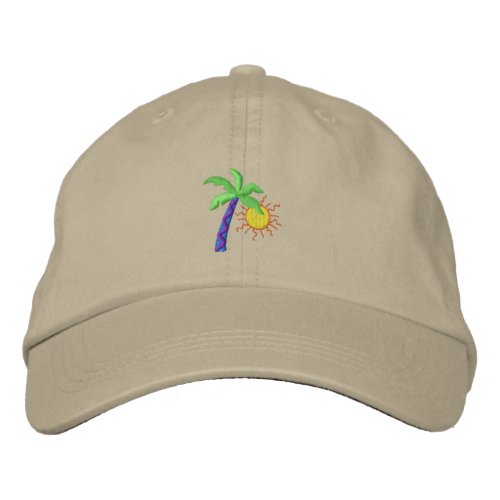 Palm with sun embroidered baseball cap