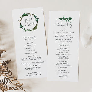 Palm Wreath Wedding Ceremony Program