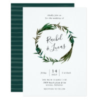 Palm Wreath Wedding Invitation