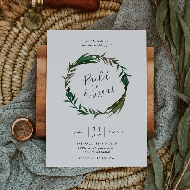 Palm Wreath Wedding Invitation (Creator Uploaded)