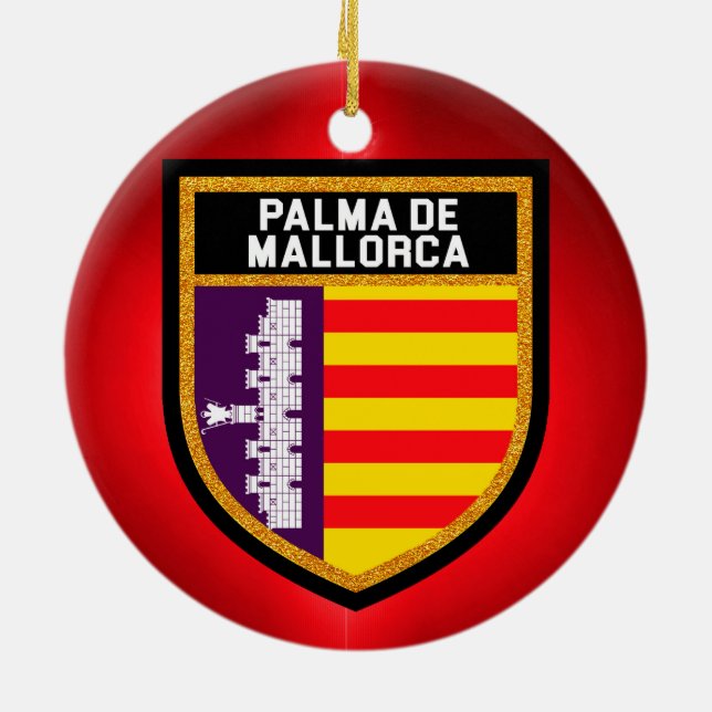 Palma de Mallorca Flag Ceramic Ornament (Back)