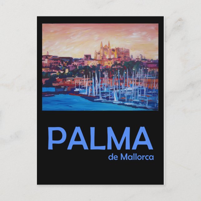 Palma de Mallorca Retro Travel Poster Postcard (Front)