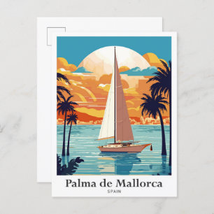 Palma de Mallorca Spain Travel Illustration Postcard