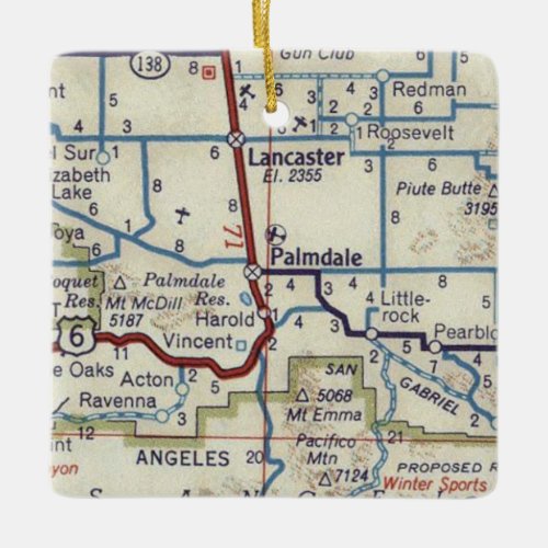 Palmdale CA Vintage Map Ceramic Ornament