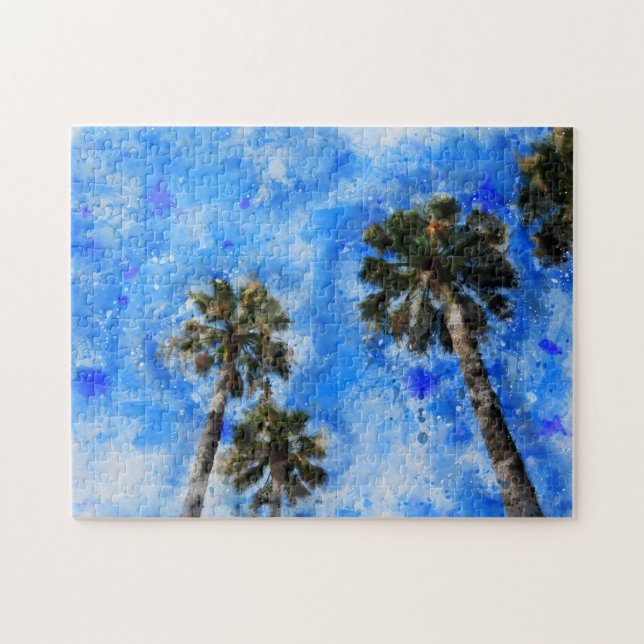 Palmen am blauen Himmel  - Jigsaw Puzzle (Horizontal)