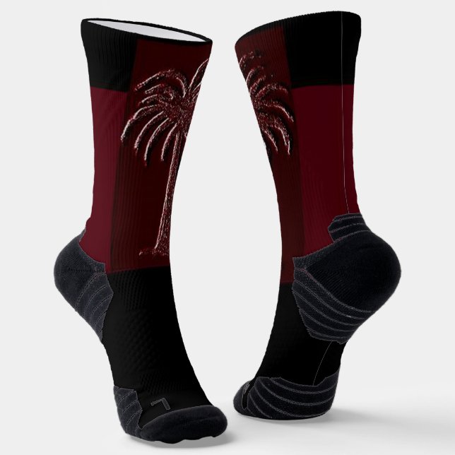 Palmento Tree Burgandy and black Socks (Angled)