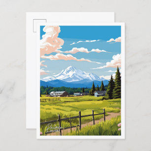 Palmer Alaska Art Vintage Travel Illustration Postcard