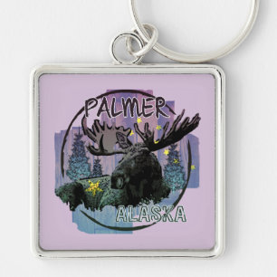 Palmer Alaska rustic moose keychain