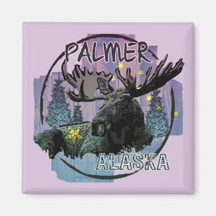 Palmer Alaska rustic moose magnet