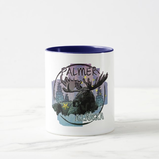 Palmer Alaska rustic moose mug (Center)