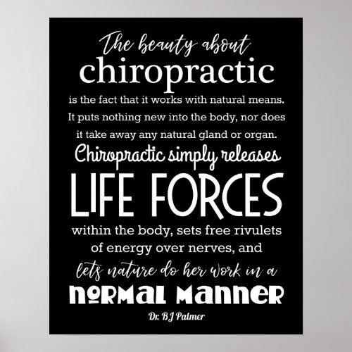 Palmer Quote The Beauty About Chiropractic Poster