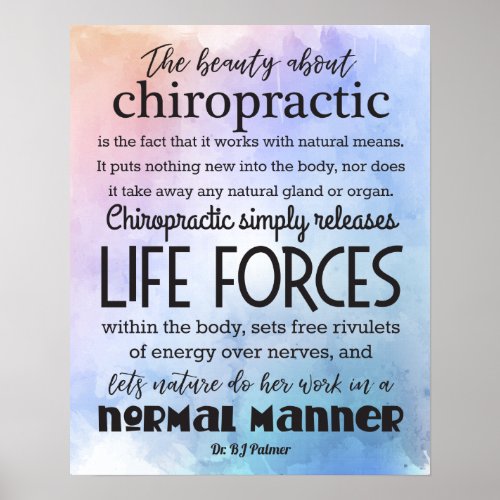 Palmer Quote The Beauty About Chiropractic Poster