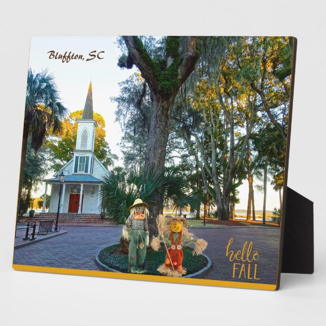 Palmetto Bluff Chapel Bluffton SC Fall Scarecrows  Plaque (Side)