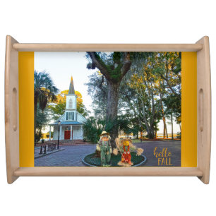 Palmetto Bluff Chapel Bluffton SC Fall Scarecrows Serving Tray