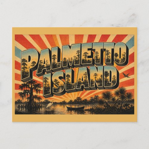 Palmetto Island Louisiana Cypress Swamp Bayou Art Postcard