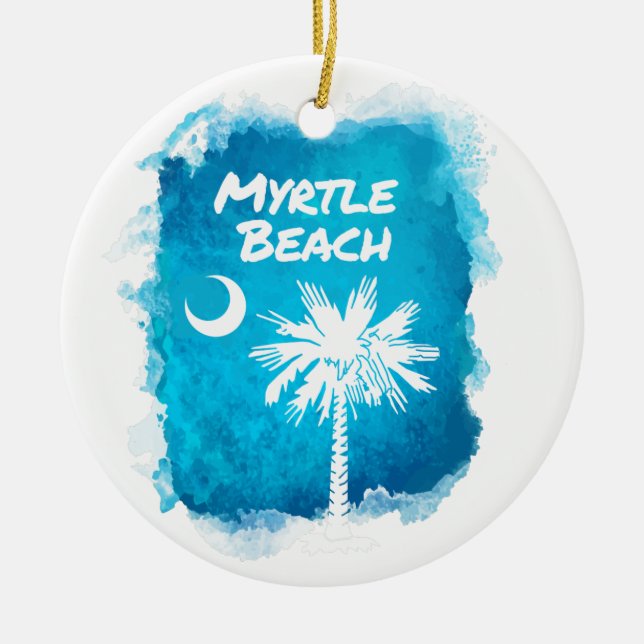 Palmetto Paint Splatter Ceramic Ornament (Front)