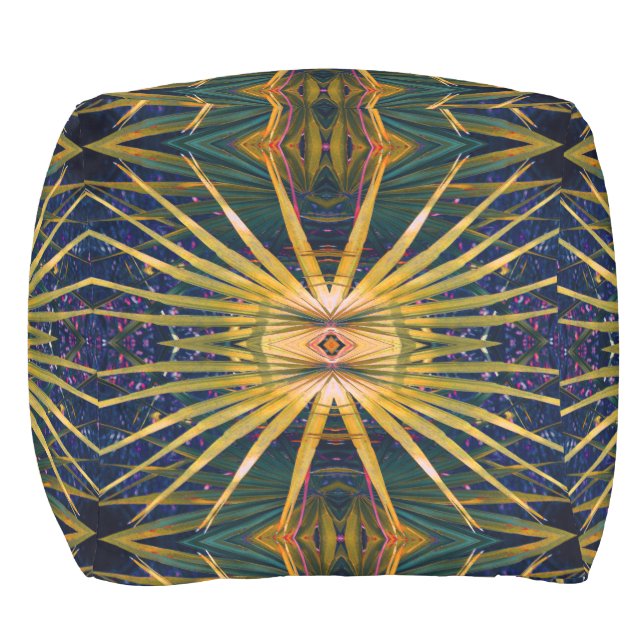 Palmetto Sunburst Outdoor Pouf (Front)