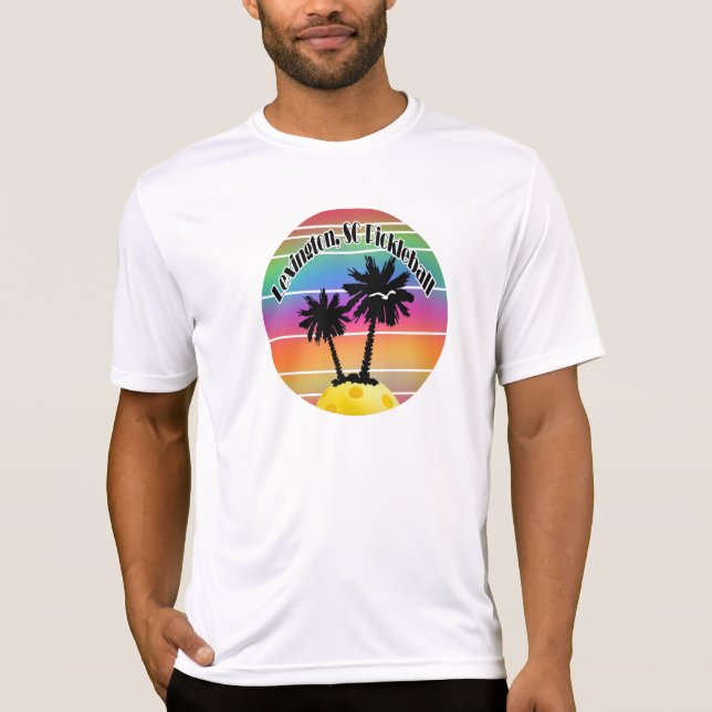 Palmetto Trees Sunset Lexington, SC Pickleball T-Shirt (Front)