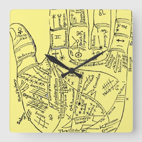 Palmistry 1671 square wall clock