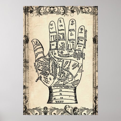 Palmistry Fortune Teller Hand Poster Print