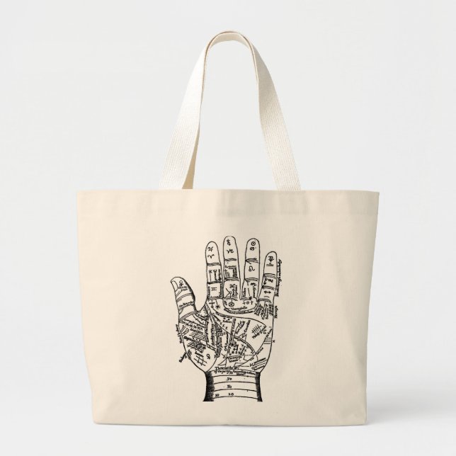 Palmistry Hand Map Large Tote Bag (Front)