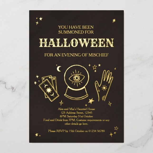 Palmistry Witchy Halloween Party Invitation Foil Invitation (Front)