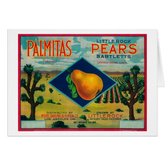 Palmitas Pear Crate LabelAntelope Valley, CA Cards (Front Horizontal)