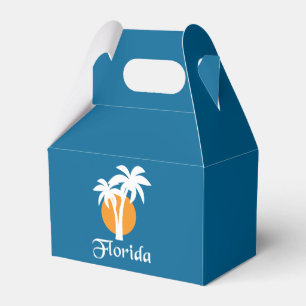 Palms and orange sun favor boxes