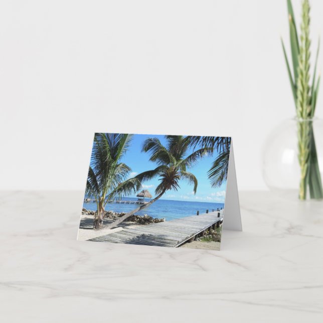Palms and Pier in Belize Card (Front)