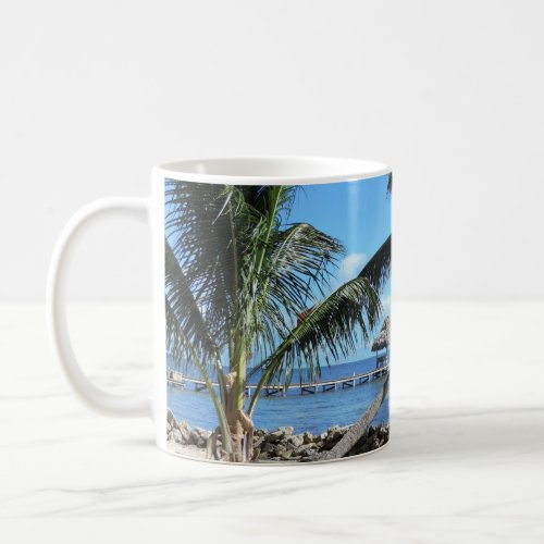 Palms and Pier in Belize Coffee Mug