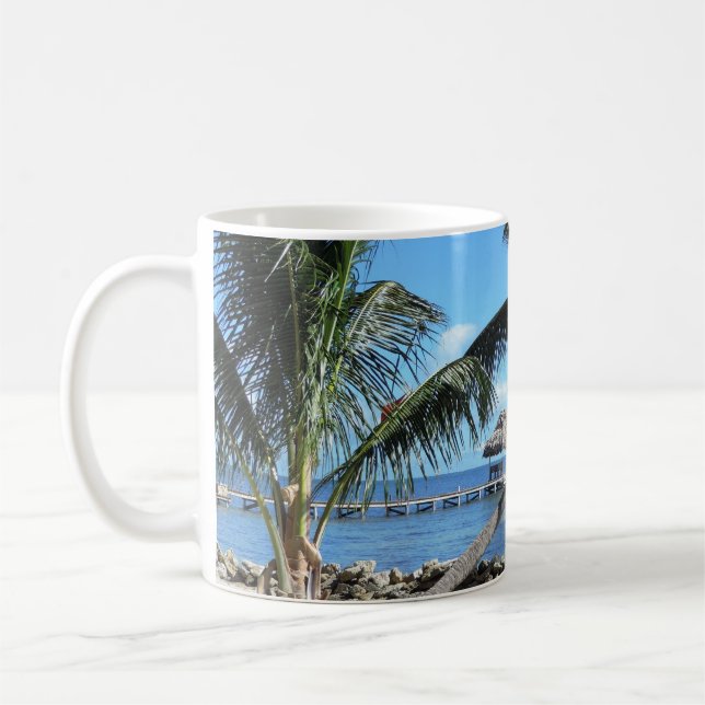Palms and Pier in Belize Coffee Mug (Left)