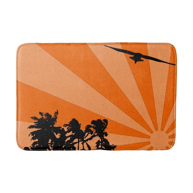 Palms and seagulls bathroom mat (Front)