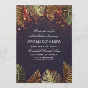 Palms and String Lights Beach Bridal Shower Invitation