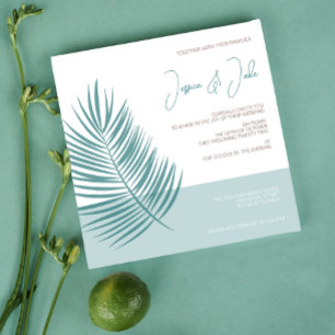 Palms Aqua • Pretty Coastal Modern Wedding Invitation
