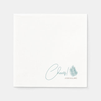 Palms Aqua • Pretty Coastal Modern Wedding Napkins